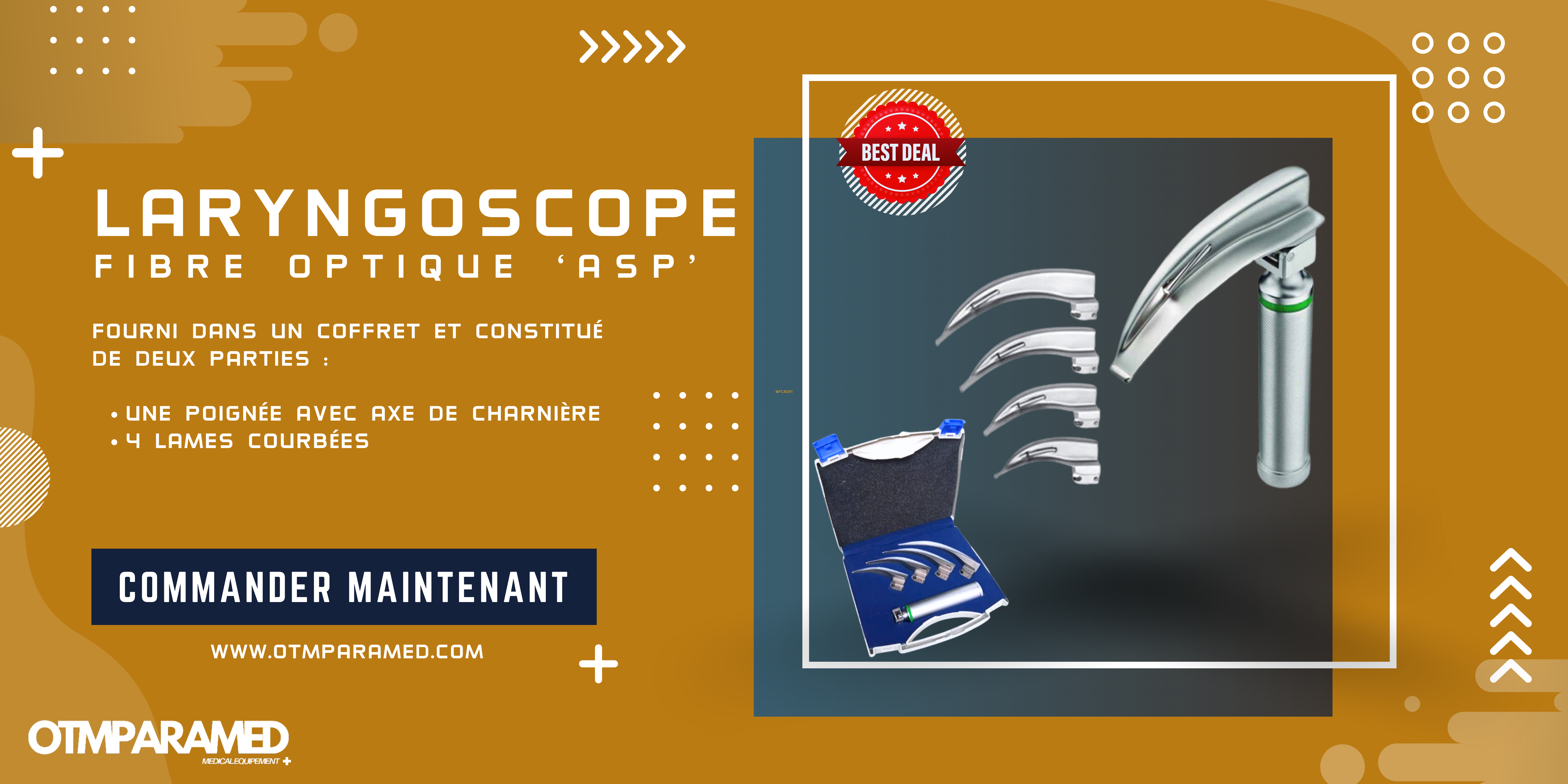 LARYNGOSCOPE FIBRE OPTIQUE ‘ASP’ 4 LAMES